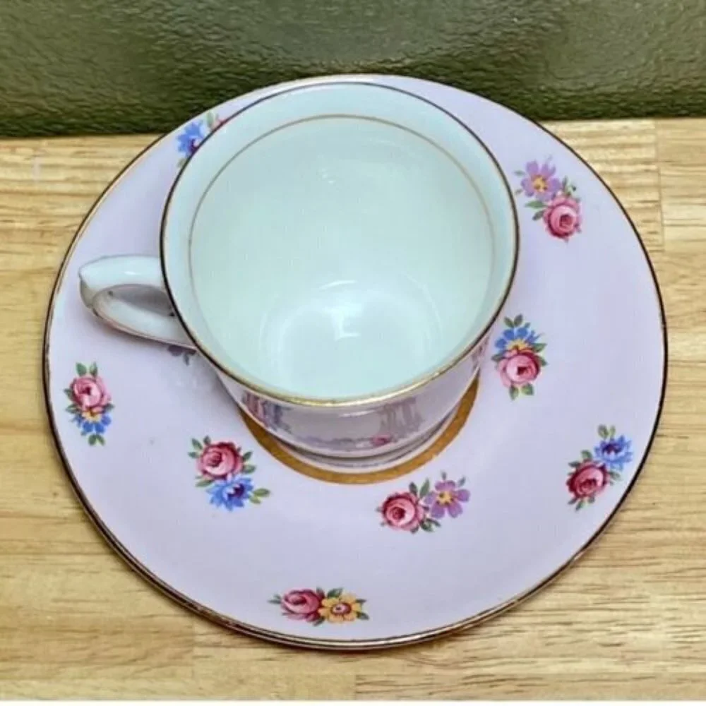 Colclough Pink Floral/Flower Longston England Vintage Genuine Bone China w/Gold.